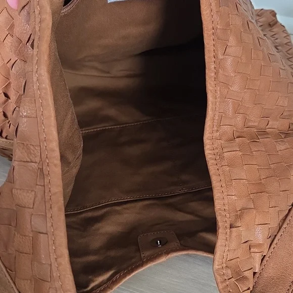 Vintage Woven Leather Brown Slouchy Purse Bag